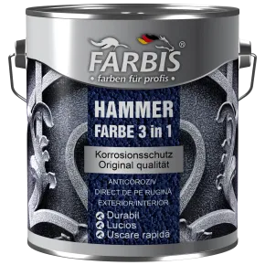 Краска 3 в 1 с молотковым эффектом 0,75 л черная Farbis
