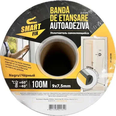 Уплотнитель самоклеящийся тип P черный 6 м Smart Fix