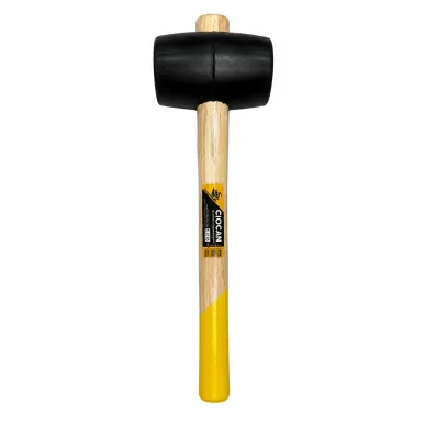 Ciocan de cauciuc negru SmartFix Profi, 0,45 kg, cu mâner din lemn