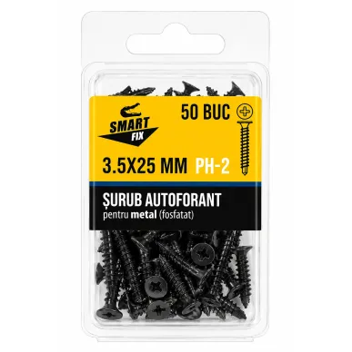 Șurub autofiletant pe metal 3,5*25 cu burghiu fosfatizat 59SFP (50 buc.)