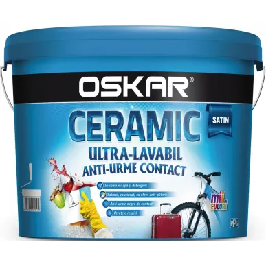 Vopsea ultra-lavabilă 8,5 l albă Satin Ceramic Oskar