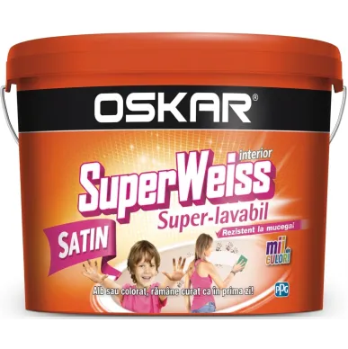 Vopsea super-lavabilă 2,5 l albă Satin SuperWeiss Oskar