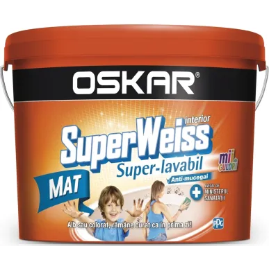 Vopsea super-lavabilă 2,5 l albă Mat SuperWeiss Oskar